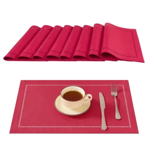 Custom Faux Linen Washable WaterProof Stain Proof Place Mats With Decorative Cutout for Kitchen Wedding Holiday Party Christmas
