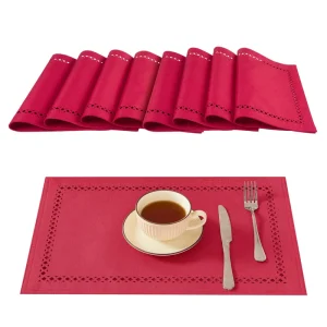 Custom Faux Linen Washable WaterProof Stain Proof Place Mats With Diamond Cutout for Kitchen Wedding Holiday Party Christmas