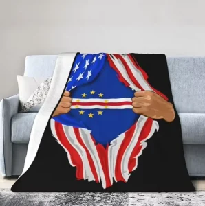 Custom Flag of Cape Verde Fashion Flannel Sofa Blanket Household Siesta Blanket for All Seasons