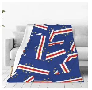Custom Flag of Cape Verde Fashion Flannel Sofa Blanket Household Siesta Blanket for All Seasons