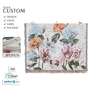 Custom Floral Art Jacquard Blanket Manufacturer Supporting Small Batch and Private Label Orders Personalized Tapestry Blanket
