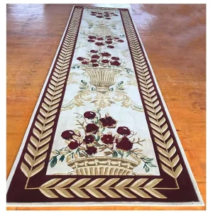 Custom Floral Design Hand Tufted Wool Carpet Runner Rug Loop Pile Technique with Latex Backing for Hallway Home Decoration