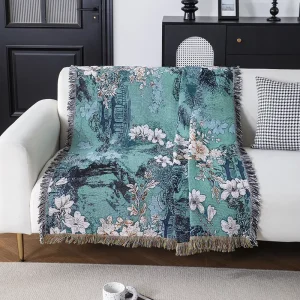 Custom Floral Throw Blanket Four Seasons Reversible Tapestry Room Decor Outdoor Blanket Double Sided
