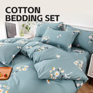 Custom Flowers and Pants 4 Pcs Bed Sheet Duvet Cover Bedding 100% Cotton Set King Size Queen Size Full Sheets Sets