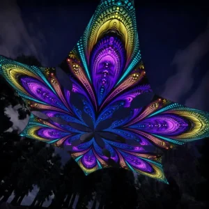 Custom Fluorescent UV Tapestry Shade Sails Canopy Outdoor Psychedelic Party Backdrops Festival Installations Decor