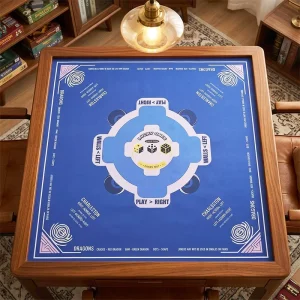 Custom Foldable Anti-Slip Noise-Reducing Game Table Cover Natural Rubber Mahjong Pad Mat with Edge