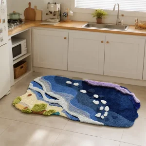 Custom Foldable Beach Design Anti slip Soft Bath Mat Water Absorbent Fast Dry Stone Drying Mat Silicone Bath Mat