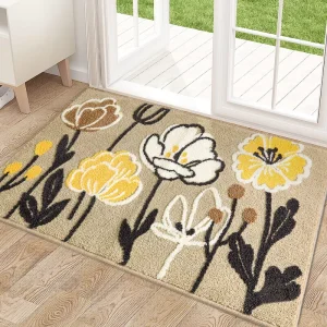 Custom Front Back Door Mat Tufted Plain Washable Anti Slip PET Friendly Stain Resistant Flower Pattern Indoor Outdoor Door Mats