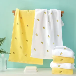 Custom Full Embroidery Bath Towel Women Girls Luxury Good Absorption Pure Cotton Soft Absorbent Face Towel 35x75cm