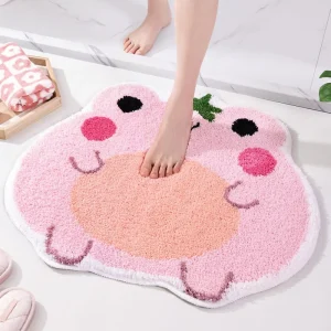 Custom Fun Animal Shaped Shaggy Bedroom Bathroom Door Non slip Absorbent Foot Mat Microfiber Tufted Bath Mat