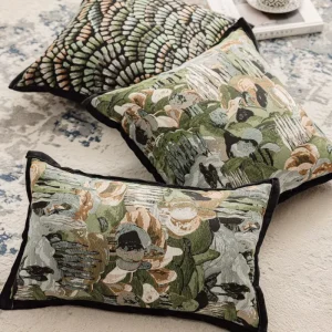 Custom Geometric Pattern Square Pillowcase Green Outdoor Furniture Lumbar Cushion Cover for Home Use Decorative Couch Decor