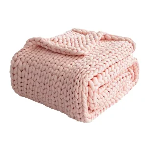 Custom Giant Yarn Handmade Chunky Knit Throw Cotton Knitted Weighted Blanket