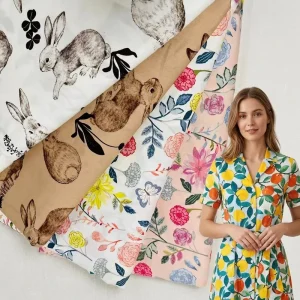 Custom Girls’ Organic Combed Cotton Woven Printed Poplin Dress Fabric Breathable & Skin-Friendly for Garment & Bedding