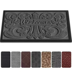 Custom Grey Anti Skid Polyester Door Mats Modern Indoor and Outdoor Floor Mats for Office and Entryway