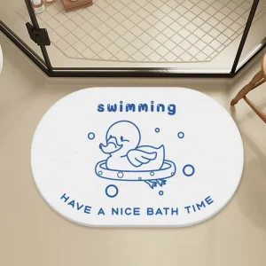 Custom Grey Dark Grey Soft Diatomite Bath Mat with Rubber PVC Backing Non Slip Absorbent Modern Design