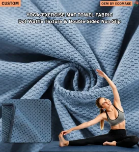 Custom Grip Non Slip Woven Microfiber Cloth Hot Yoga Mat Towels with Grip Bikram Pilates Sweat Absorbent Quick Dry Yoga Mat