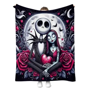 Custom Halloween Fall Thanksgiving Gift Blanket Nightmare Before Christmas Home Wearable Throw Flannel Blanket