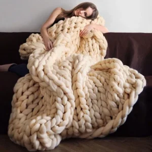 Custom Handmade Chunky Knit Blanket Soft Cozy Thick Yarn Woven Throw for Sofa Bed Home Decor and Winter Warmth