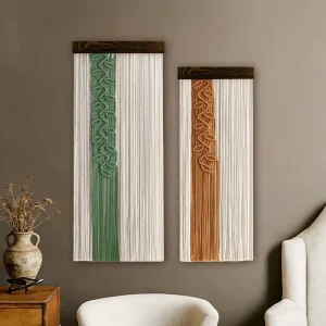 Custom Handmade Cotton Woven Leaf Tapestry with Tassels Wall Decoration for Bedroom and Guesthouse