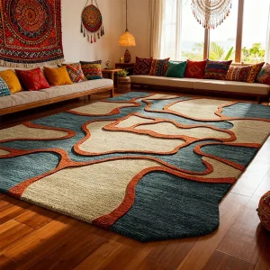 Custom Handmade Hand Tufted Wool Cushioned Luxury Area Rug for Living Room Dining Room Bedroom & Outdoor Use