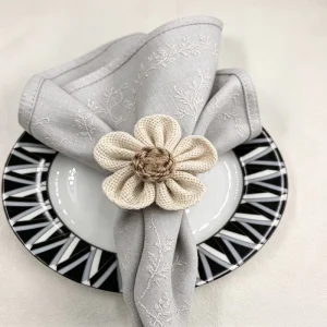 Custom Handmade Linen Flower Napkin Rings New Style for Hotel, Western Restaurant & Banquet Table Settings