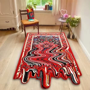 Custom Handtuft Red Carpet Design Tufting Melting Persian Rug Runner Shape Custom Rug