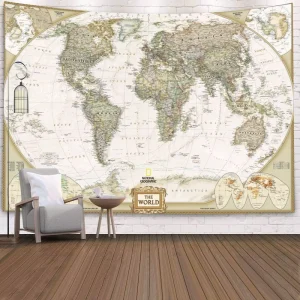 Custom Hanging Cloth Background World Map Design Tapestry Bedroom Curtain Decoration Tapestry