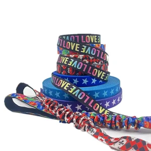 Custom Heavy Duty 1 Inch Tubular Herringbone 3D Sublimation Printed 100% Polyester Webbing for Dog Toys and Leashes