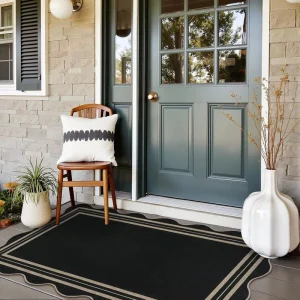 Custom Heavy Duty Non-slip Outdoor Door Mat with Wavy Edge & Exquisite Texture for Front Door Entryway