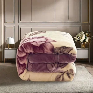 Custom Heavy Knit Ultra White Queen Size Winter Brown Microfiber Raschel Throw Blanket Bedding