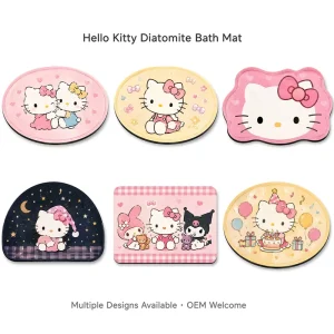 Custom Hello Kitty Sanrio Printed anime design Quick Dry non slip bathroom rugs soft diatomite bath mat