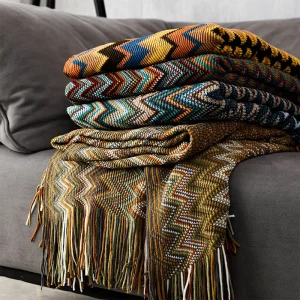 Custom High End Comfortable Tassel Acrylic Nap Blanket Cover Luxury Throw Blanket