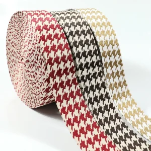 Custom High Quality Eco friendly Polyester Durable Lightweight Colorful Houndstooth Jacquard Mesh Webbing Luggage Shoulder