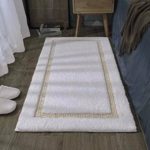 Custom High Quality Hotel White Shaggy Super Soaking Bath Mat Floor Towel Two Set Anti Skid Fast Drying Bathroom Mats 50*60 cm