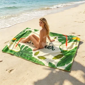 Custom High Quality Popular Soft Custom Logo Microfiber Beach Towel Quick Dry Heat Transfer Printing Beach Towel Bag