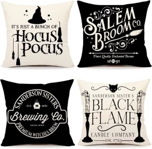 Custom Holiday Nordic Style Linen Letter Pattern Stitched Pillow Covers 18×18 4 Piece Set Zipper Closure Bed & Sofa Decor