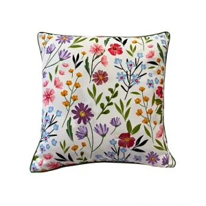 Custom Home Decor Floral Embroidered Throw Pillow Cushion Cover Square Pillowcase