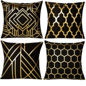 Custom Home Hotel Short Velvet Woven Rectangle Gold Scatter Throw Pillow Covers