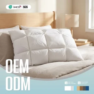 Custom Hotel Home Use 100% Cotton Sateen Knitted Solid Pillow Case Quilted Anti Bacteria Hypoallergenic Luxury Bed Pillow Cover