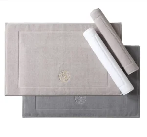 Custom Hotel Pure Cotton Bath Mats Non Slip Colorful Absorbing Bath Mat With Embroidery