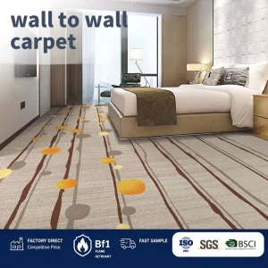 Custom Hotel Wall to Wall Carpet Anti Mildew Easy Clean Noise Absorbent Hospitality Flooring Mat for Whole House Renovation