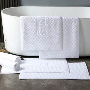 Custom Hotel White Cotton Floor Towel with Embroidery Logo Soft Absorbent Tub Mats Sample Available Model DJ