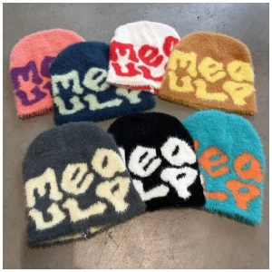 Custom Image Pattern Digital Printing Unisex Adults Winter Warm Fleece Beanie Dot Letter Designs 100% Acrylic Common