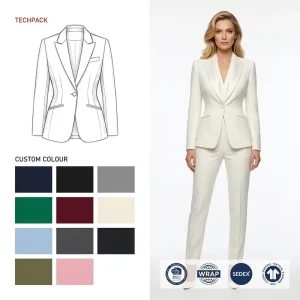 Custom Ivory Single Button Narrow Peak Lapel Tuxedo Suit Sophisticated Narrow Peak Lapel Hourglass Tailoring Blazer & Pants Set