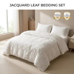 Custom Jacquard Branches Leaves Duvet Cover Set Luxury Chic Style White Wedding Set Drop Shipping Bedding Cover Set