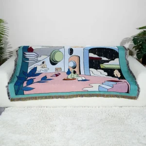Custom Jacquard Cartoon Tapestry Factory Custom Woven Blanket for Sofa Bedding Home Decoration Throws