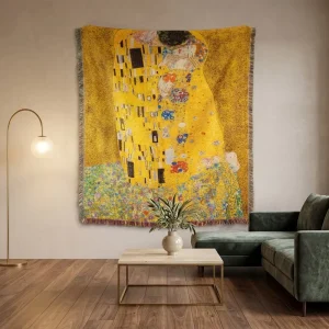 Custom Jacquard Cotton Polyester Woven Throw Tassel Tapestry Blankets Solid Your Own Artwork