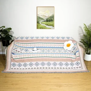 Custom Jacquard Tapestry Bed Sheet Floral Pattern Outdoor Room Picnic Rug Floral Woven Blanket for Sofa and Bed
