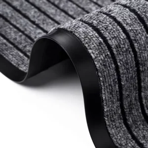 Custom Jacquard Washable Waterproof Seven Stripe Polyester+PVC Modern Non slip Rubber Backing Indoor Outdoor Use Medium Mat Door