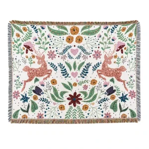Custom Jacquard Woven Polyester Cotton Cartoon Folded Portable Throw Blanket European American Style for Home